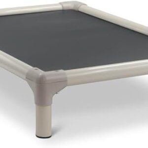 Kuranda Chewproof Elevated Pet Bed - Almond PVC - 25" x 18" - Cordura Nylon - Smoke