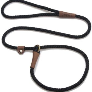 Mendota Pet Slip Leash - Dog Lead and Collar Combo - Made in The USA - Black, 3/8 in x 6 ft - for Small/Medium Breeds