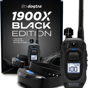 Dogtra 1900X Black Edition E-Collar - 1 Mile Range, Dogs 45 lbs+, IPX9K Waterproof, 100 Stimulation Levels, Vibration, Tone, Rechargeable - Ideal for Dog Owners and Professional Trainers