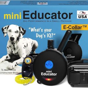 Educator ET-300 Black Mini E Collar for Dog Training with Remote - 1/2 Mile Range, Waterproof, 100 Blunt Stimulation Levels, Tone or Vibration Mode, Night Light Tracking for Small, Medium & Large Dogs