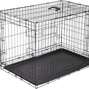 Amazon Basics - Durable, Foldable Metal Wire Dog Crate with Tray, Double Door, 36 x 23 x 25 in, Black